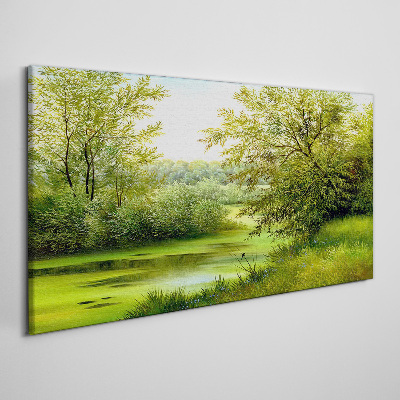 Tableau sur toile Paysage verdoyant au bord de l'eau