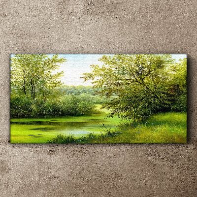 Tableau sur toile Paysage verdoyant au bord de l'eau