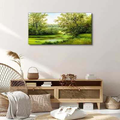 Tableau sur toile Paysage verdoyant au bord de l'eau