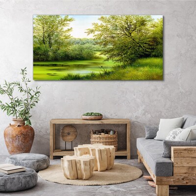 Tableau sur toile Paysage verdoyant au bord de l'eau