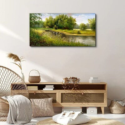 Tableau toile imprimée Un paysage paisible au bord de la rivière