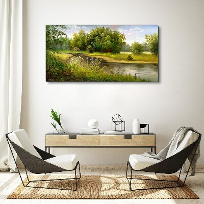 Tableau toile imprimée Un paysage paisible au bord de la rivière