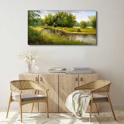 Tableau toile imprimée Un paysage paisible au bord de la rivière