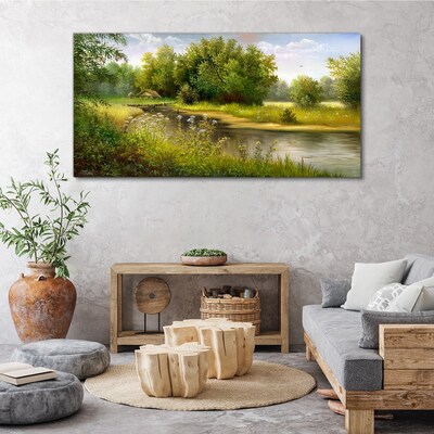 Tableau toile imprimée Un paysage paisible au bord de la rivière