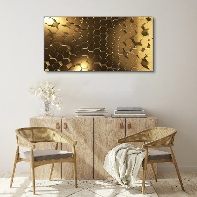 Tableau imprimé sur toile Hexagones dorés dans l'espace