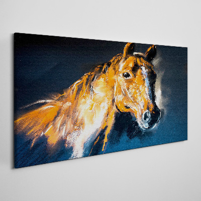 Tableau sur toile Portrait d'un cheval aux couleurs intenses