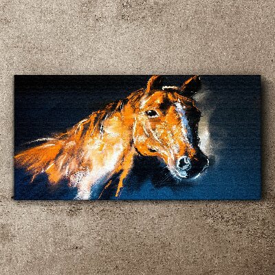 Tableau sur toile Portrait d'un cheval aux couleurs intenses