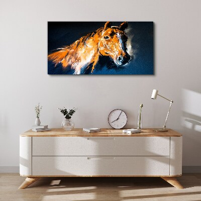 Tableau sur toile Portrait d'un cheval aux couleurs intenses