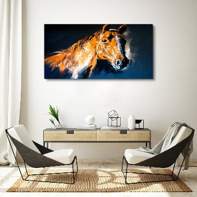 Tableau sur toile Portrait d'un cheval aux couleurs intenses