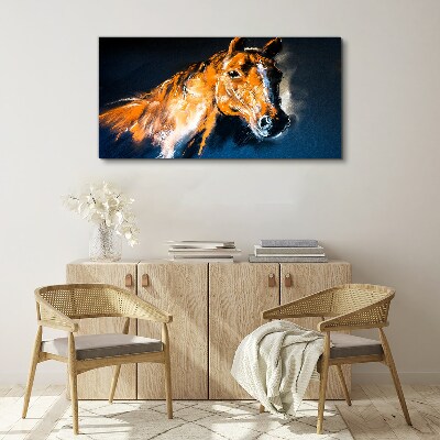 Tableau sur toile Portrait d'un cheval aux couleurs intenses