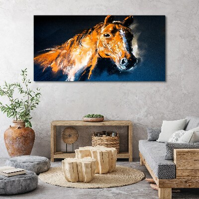 Tableau sur toile Portrait d'un cheval aux couleurs intenses