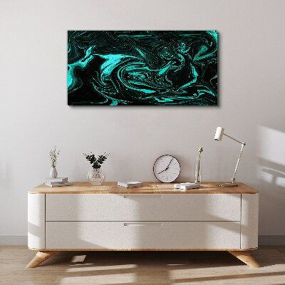 Tableau imprimé sur toile Tourbillons verts et noirs d'abstraction