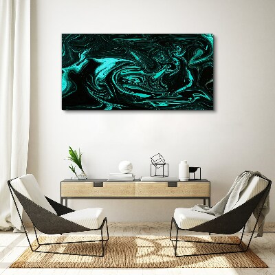 Tableau imprimé sur toile Tourbillons verts et noirs d'abstraction