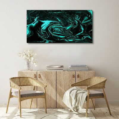 Tableau imprimé sur toile Tourbillons verts et noirs d'abstraction