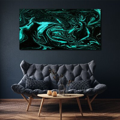 Tableau imprimé sur toile Tourbillons verts et noirs d'abstraction