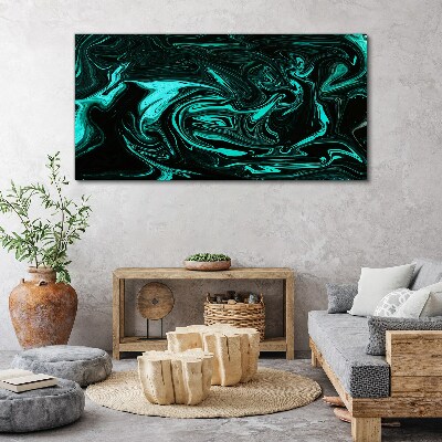 Tableau imprimé sur toile Tourbillons verts et noirs d'abstraction