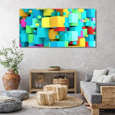 Tableau toile imprimée Cubes colorés sur fond 3D