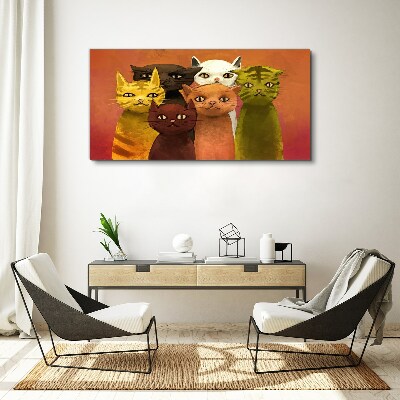 Tableau imprimé sur toile Des chats en harmonie colorée
