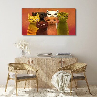 Tableau imprimé sur toile Des chats en harmonie colorée