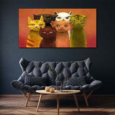 Tableau imprimé sur toile Des chats en harmonie colorée