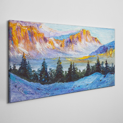 Tableau toile imprimée Paysage de montagne hivernal