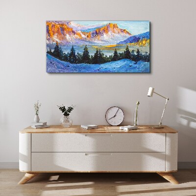 Tableau toile imprimée Paysage de montagne hivernal