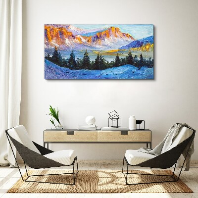 Tableau toile imprimée Paysage de montagne hivernal