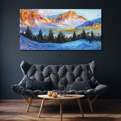 Tableau toile imprimée Paysage de montagne hivernal
