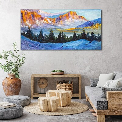 Tableau toile imprimée Paysage de montagne hivernal