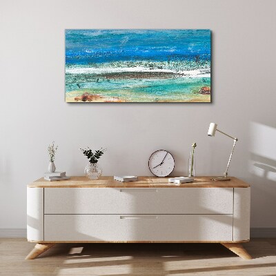 Tableau sur toile Mer calme aux nuances de bleu