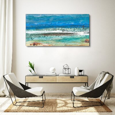 Tableau sur toile Mer calme aux nuances de bleu