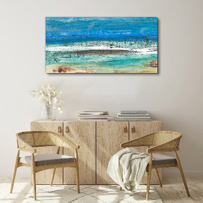 Tableau sur toile Mer calme aux nuances de bleu