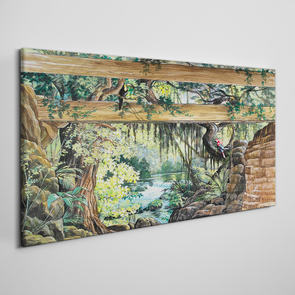 Tableau toile imprimée Paysage tropical avec une cascade