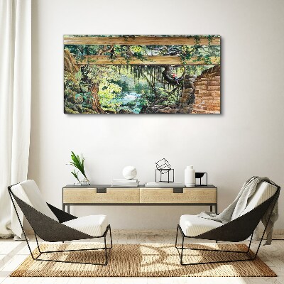 Tableau toile imprimée Paysage tropical avec une cascade