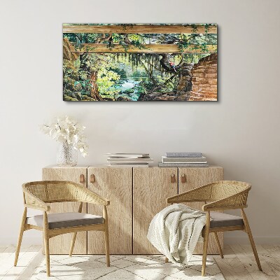 Tableau toile imprimée Paysage tropical avec une cascade
