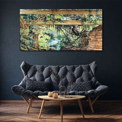 Tableau toile imprimée Paysage tropical avec une cascade