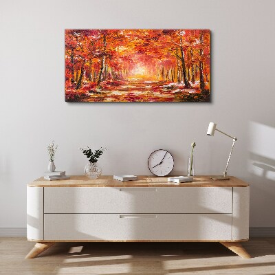 Tableau imprimé sur toile Reflets d'automne dans la forêt