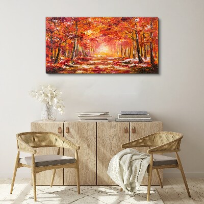 Tableau imprimé sur toile Reflets d'automne dans la forêt