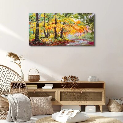 Tableau sur toile Allée d'arbres d'automne