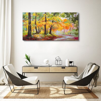 Tableau sur toile Allée d'arbres d'automne