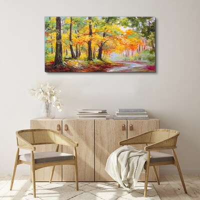 Tableau sur toile Allée d'arbres d'automne