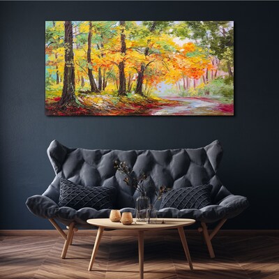 Tableau sur toile Allée d'arbres d'automne