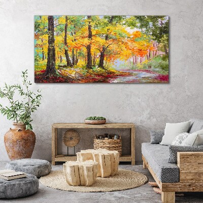Tableau sur toile Allée d'arbres d'automne