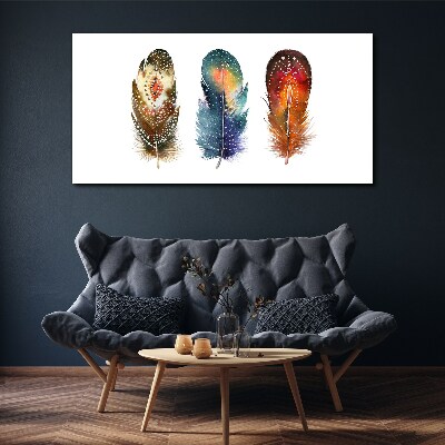 Tableau toile imprimée Plumes colorées