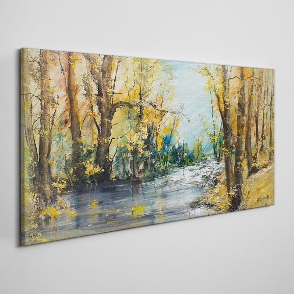 Tableau imprimé sur toile Paysage d'automne au bord de la rivière