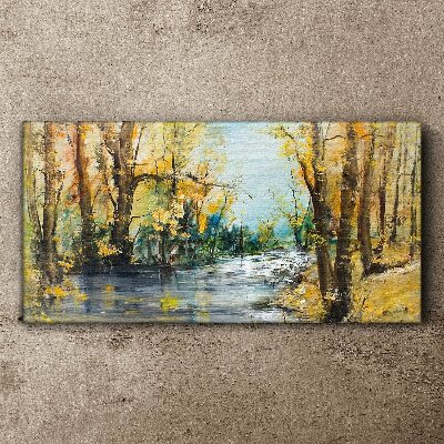 Tableau imprimé sur toile Paysage d'automne au bord de la rivière