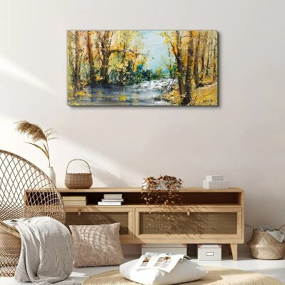 Tableau imprimé sur toile Paysage d'automne au bord de la rivière