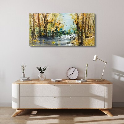 Tableau imprimé sur toile Paysage d'automne au bord de la rivière