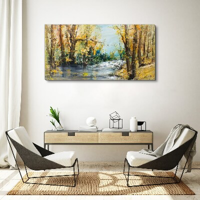 Tableau imprimé sur toile Paysage d'automne au bord de la rivière
