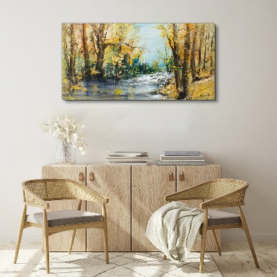 Tableau imprimé sur toile Paysage d'automne au bord de la rivière